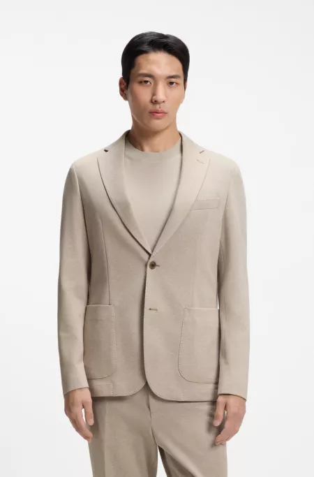 Slim-fit jacket in patterned stretch fabric