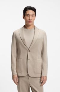 Slim-fit jacket in patterned stretch fabric, Khaki