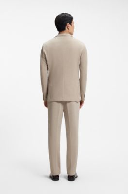 Slim-fit jacket in patterned stretch fabric, Khaki