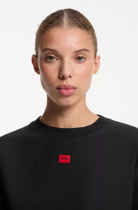 Stretch-fabric loungewear T-shirt with logo label