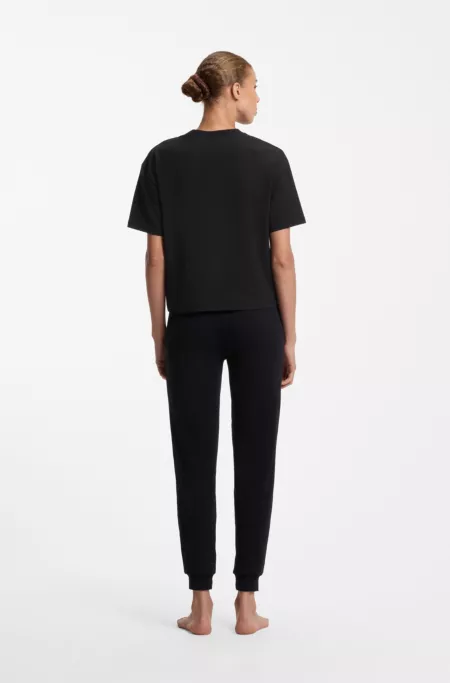 Stretch-fabric loungewear T-shirt with logo label