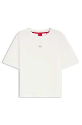 Red-label loungewear top in cotton blend, White