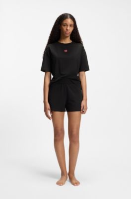 Regular-fit loungewear bottoms in stretch fabric, Black