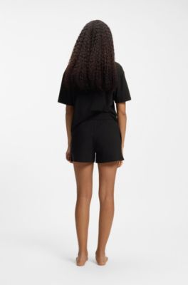 Regular-fit loungewear bottoms in stretch fabric, Black