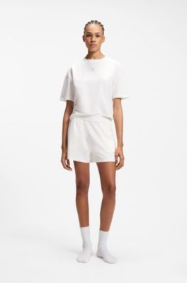 Regular-fit loungewear bottoms in stretch fabric, White