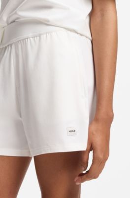 Pantaloni da casa regular fit in tessuto elasticizzato, Bianco
