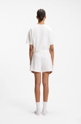 Pantaloni da casa regular fit in tessuto elasticizzato, Bianco