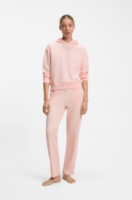 Stretch-jersey hoodie with red logo label, Light Pink