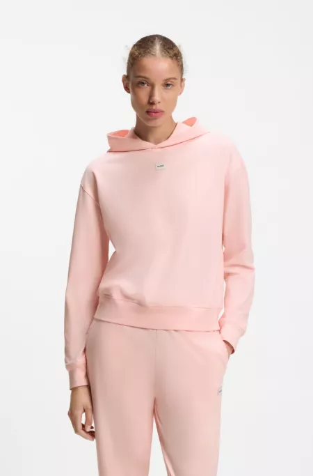 Sweat à capuche en jersey stretch avec étiquette logo rouge