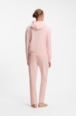 Stretch-jersey hoodie with red logo label, Light Pink