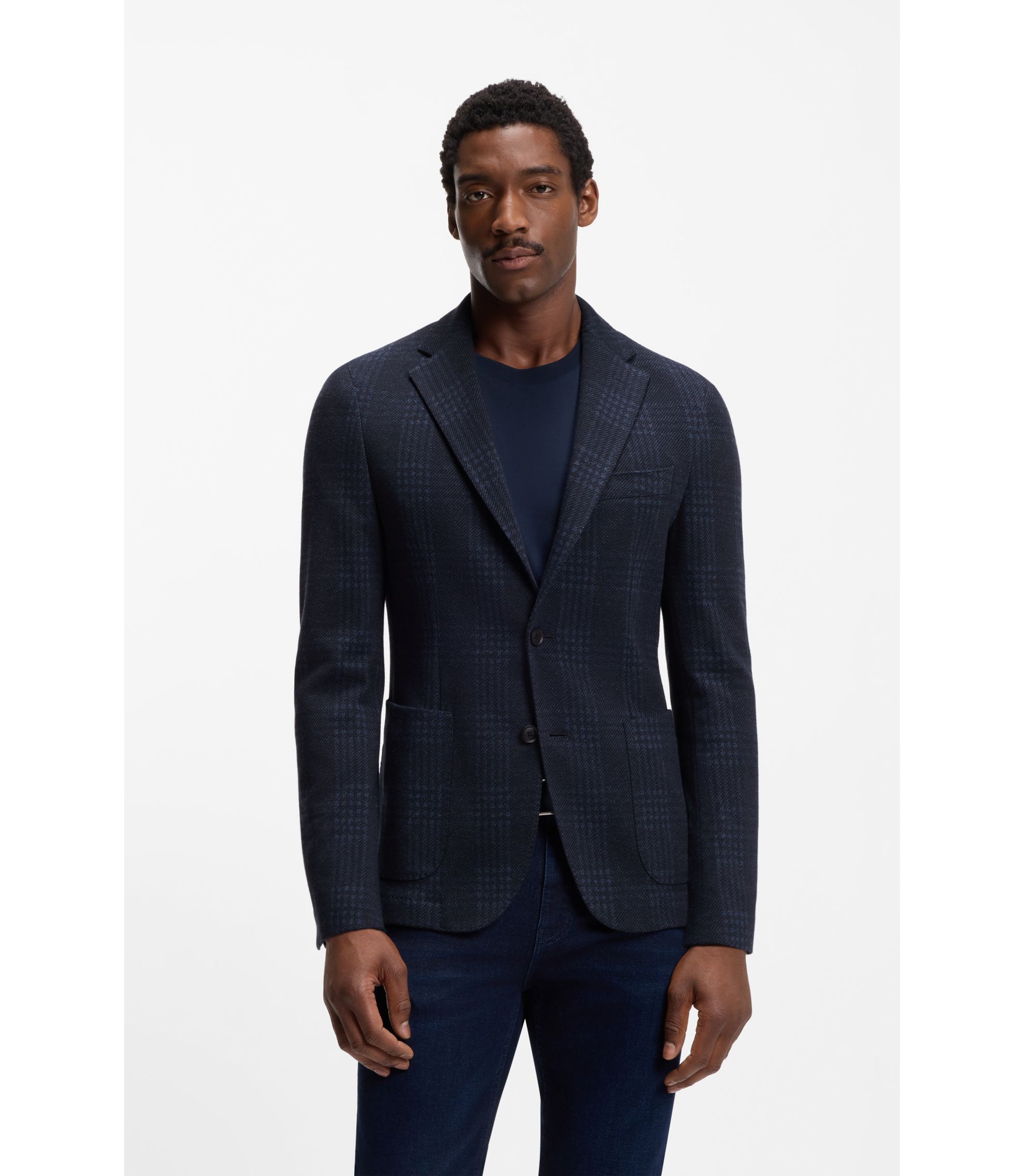 Slim-Fit Sakko aus Baumwoll-Mix mit Glencheck-Muster