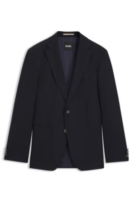 Slim-fit blazer in stretch virgin wool, Dark Blue