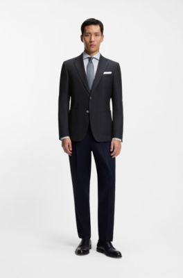 Slim-fit blazer in stretch virgin wool, Dark Blue