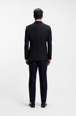 Slim-fit blazer in stretch virgin wool, Dark Blue