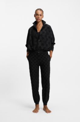 Giacca in misto cotone con motivo logo all-over, Nero