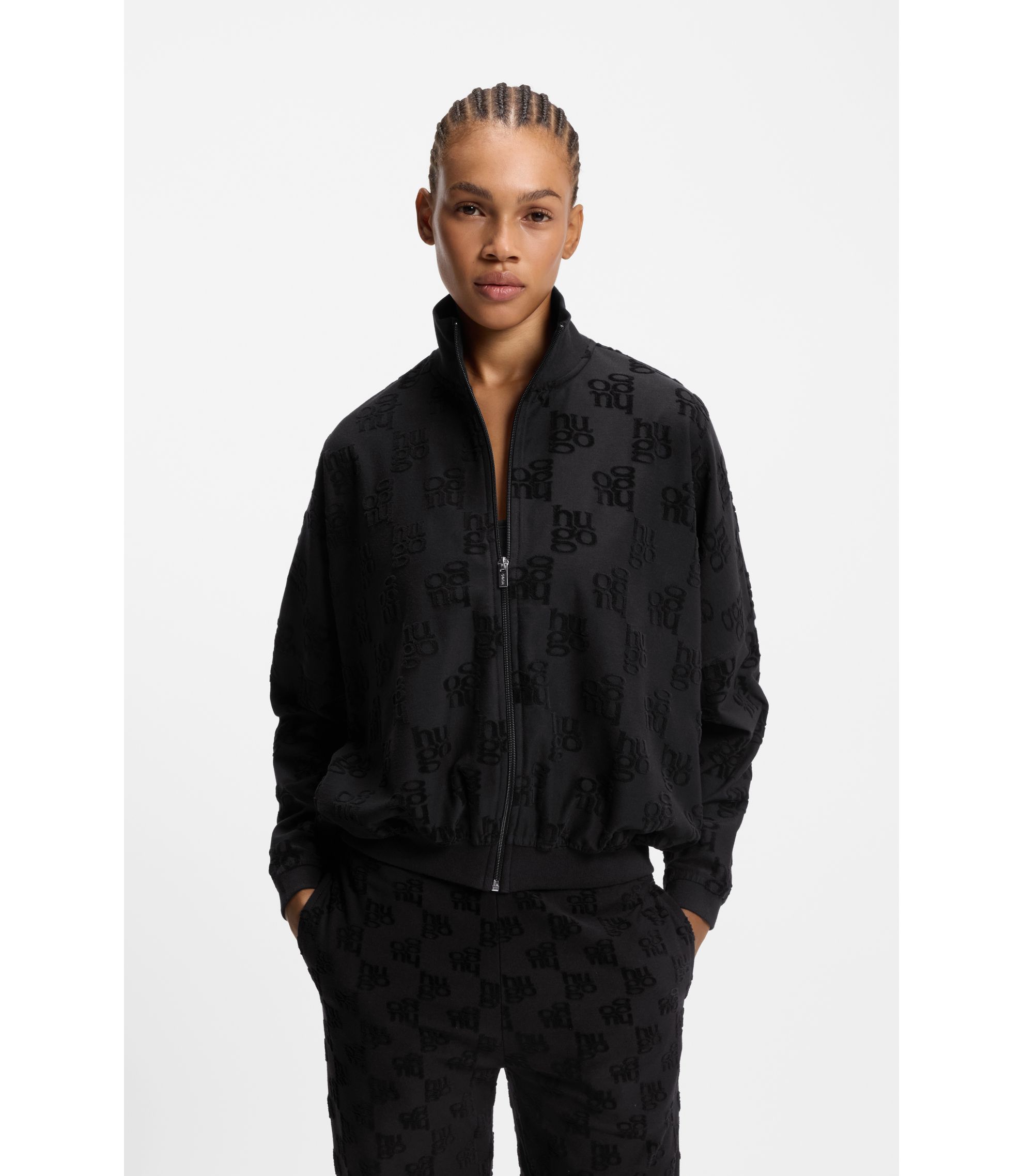 Jacke aus Baumwoll-Mix mit Allover-Logo-Muster