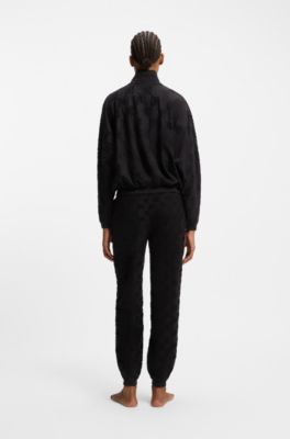 Cotton-blend jacket with all-over logo pattern, Black