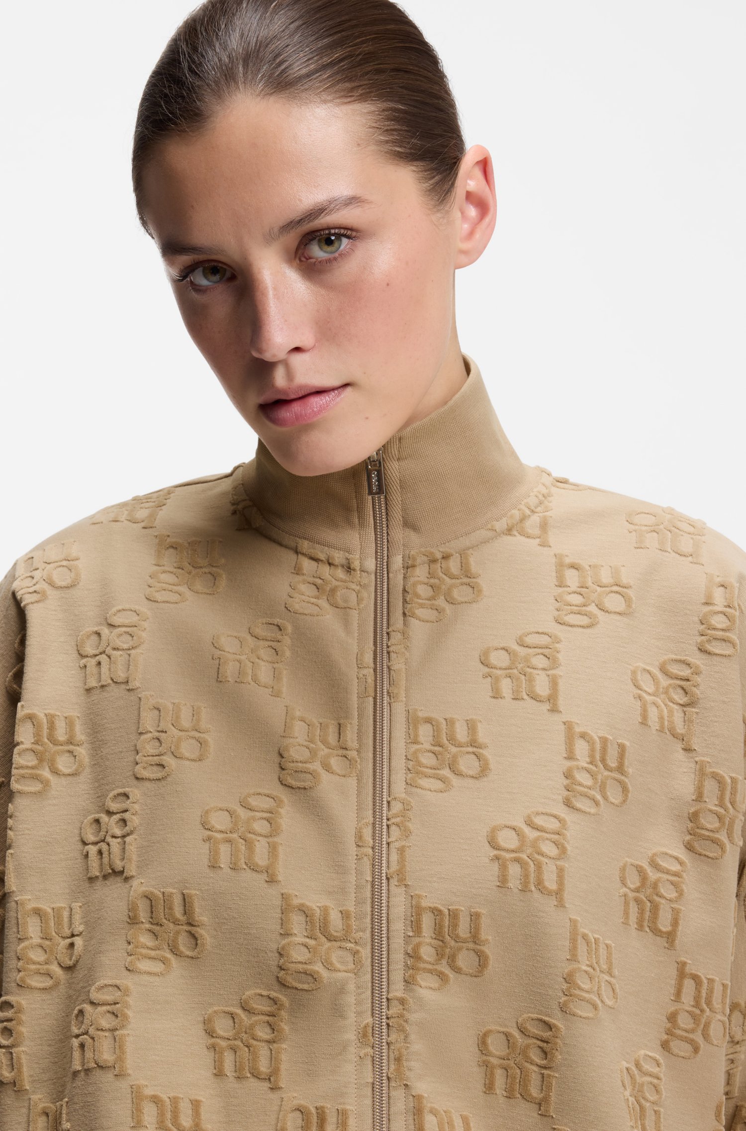 Hugo Cotton-blend jacket with all-over logo pattern jackor dam – bild 2