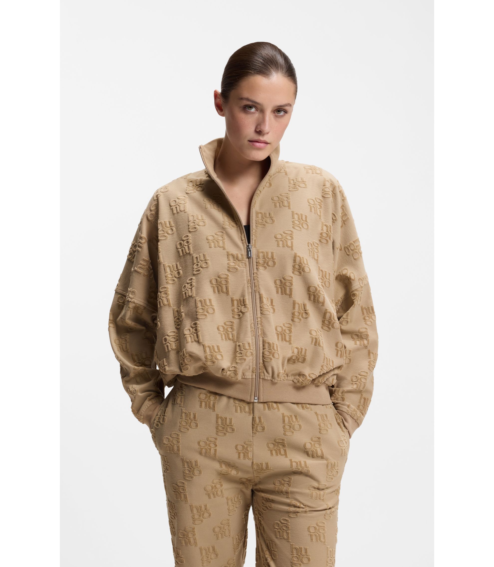 Jacke aus Baumwoll-Mix mit Allover-Logo-Muster