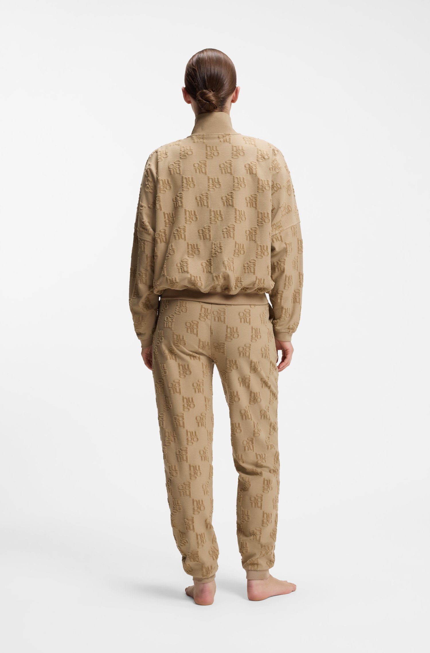 Hugo Cotton-blend jacket with all-over logo pattern jackor dam – bild 3