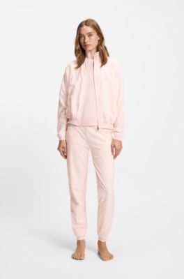 Casaco de mistura de algod&atilde;o com padr&atilde;o de log&oacute;tipo integral, light pink