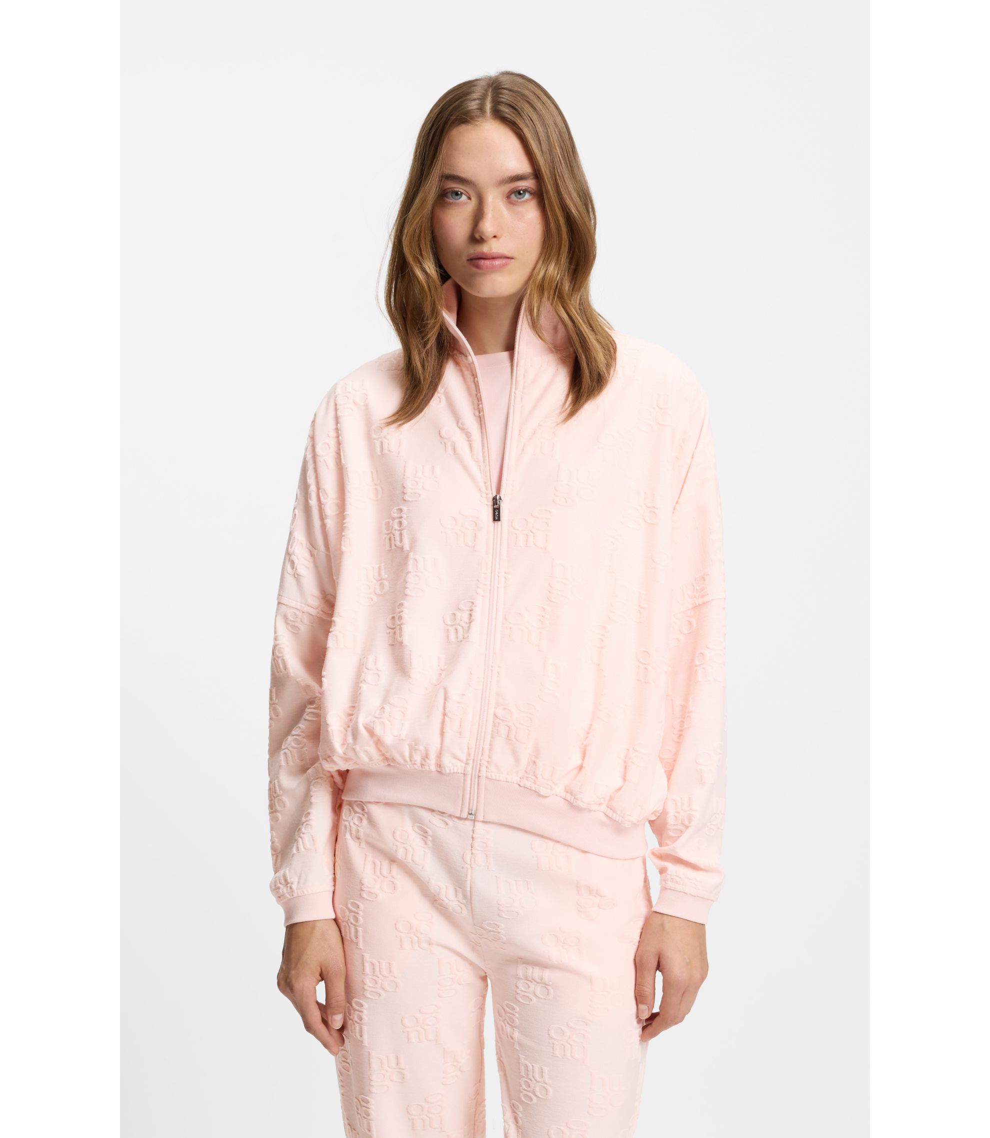 Jacke aus Baumwoll-Mix mit Allover-Logo-Muster