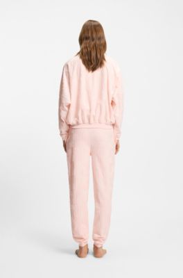 Casaco de mistura de algod&atilde;o com padr&atilde;o de log&oacute;tipo integral, light pink