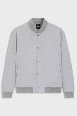 Slim-fit jacket in a cotton blend, Light Grey