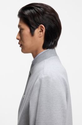 Slim-fit jacket in a cotton blend, Light Grey