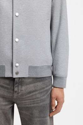 Slim-fit jacket in a cotton blend, Light Grey