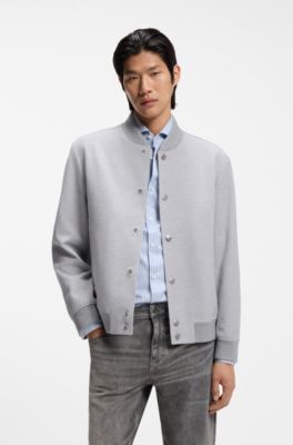 Slim-fit jacket in a cotton blend, Light Grey