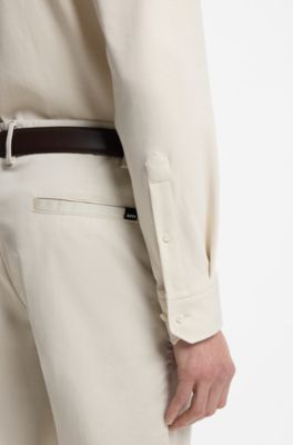 Regular-fit shirt in cotton jersey, Natural