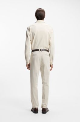 Regular-fit shirt in cotton jersey, Natural