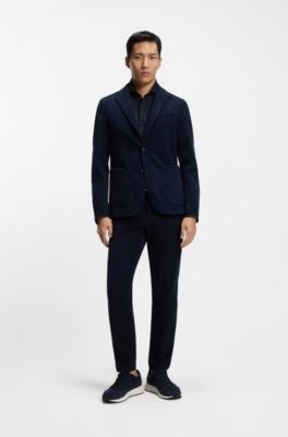 Regular-fit shirt in cotton jersey, Dark Blue