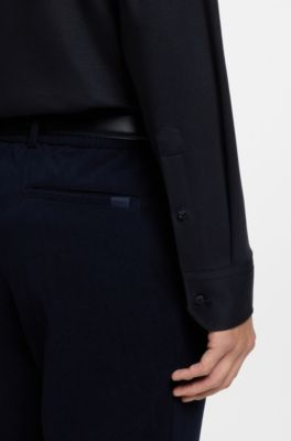 Regular-fit shirt in cotton jersey, Dark Blue