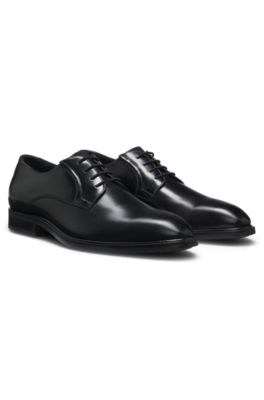 Derby shoes in smooth leather, Black
