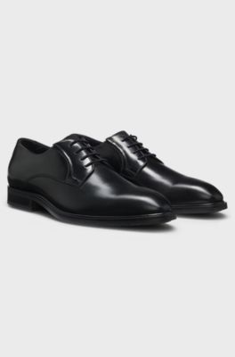 Derbyschoenen van glad leer, Zwart