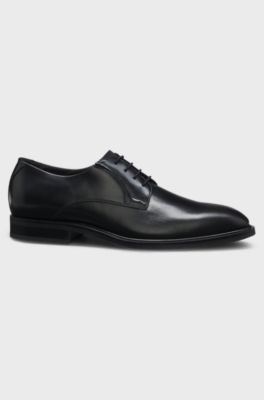 Derbyschoenen van glad leer, Zwart