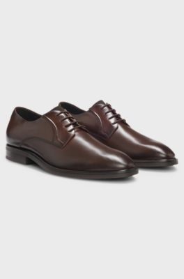Derby shoes in smooth leather, Brown