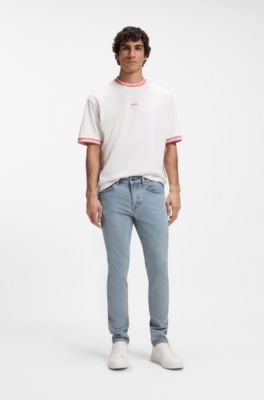 Jeans Delaware slim fit in comodo denim elasticizzato blu, Celeste