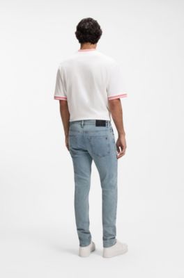Jeans Delaware slim fit in comodo denim elasticizzato blu, Celeste