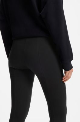 Seam-detail leggings in Punto Milano jersey, Black