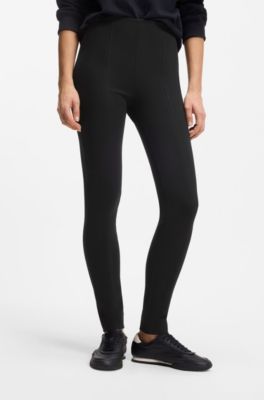 Seam-detail leggings in Punto Milano jersey, Black