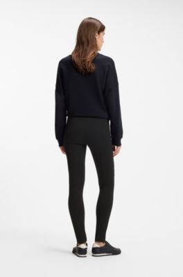 Seam-detail leggings in Punto Milano jersey, Black