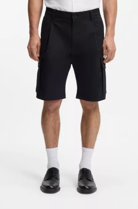 Cargo-Shorts aus Stretch-Baumwolle mit Bundfalten vorn