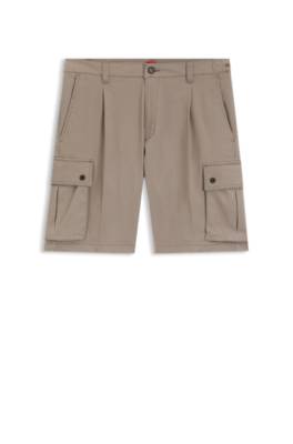 Stretch-cotton cargo shorts with pleat front 1