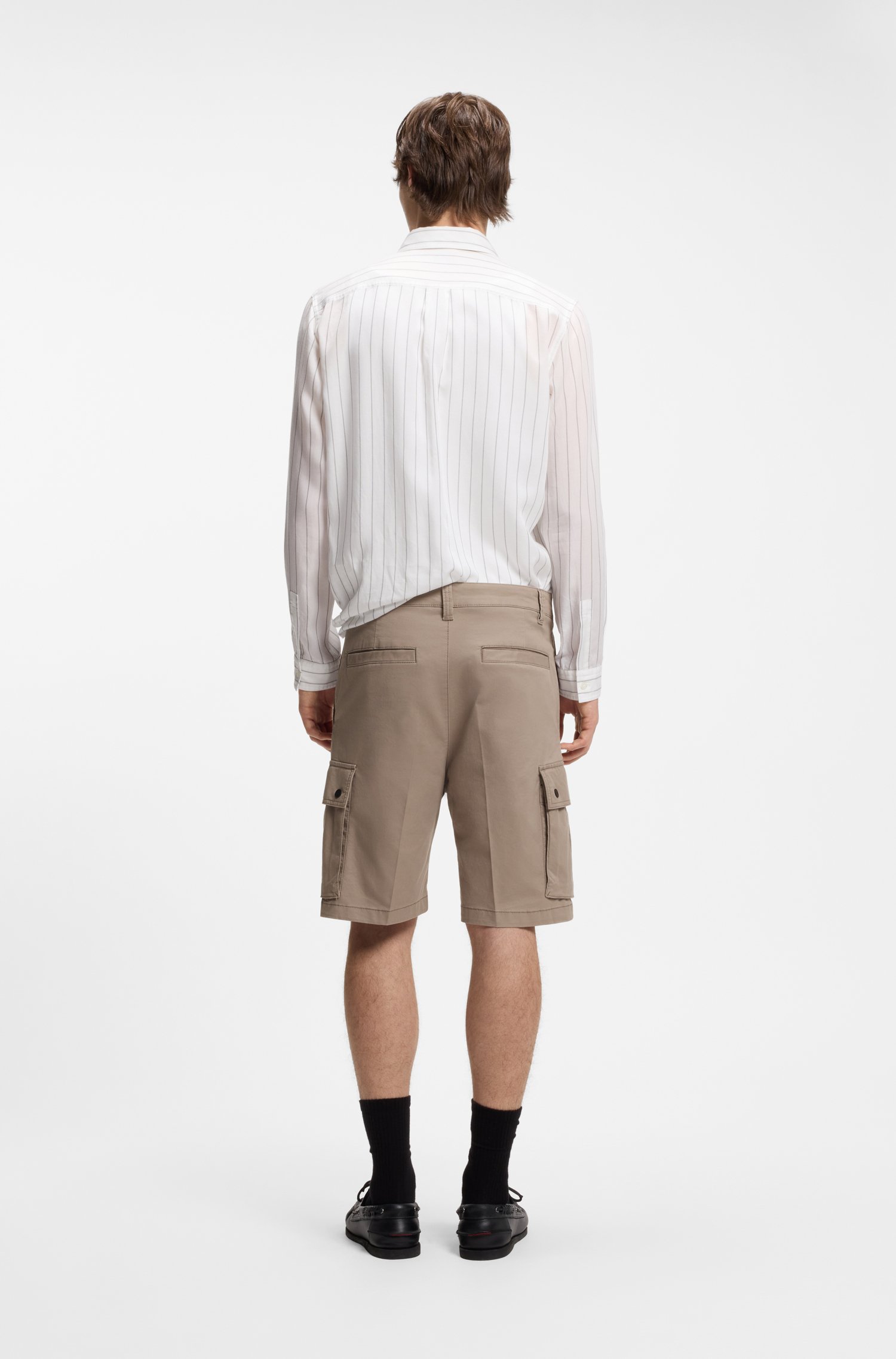 Hugo Stretch-cotton cargo shorts with pleat front herr – bild 2