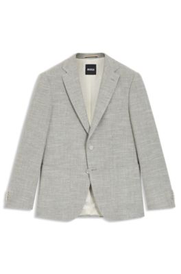 Gemustertes Regular-Fit Sakko aus elastischem Baumwoll-Mix, Beige