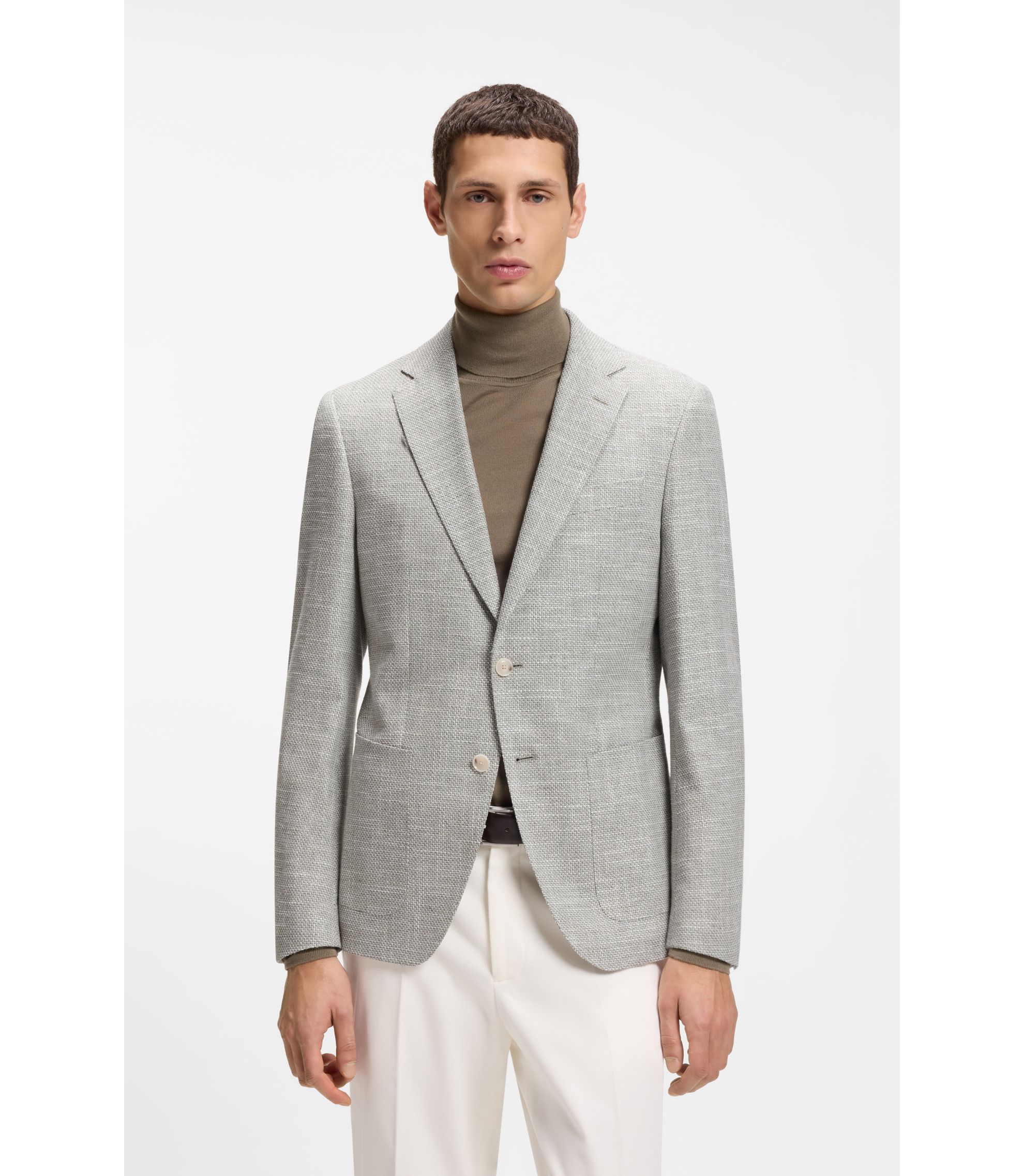 Gemustertes Regular-Fit Sakko aus elastischem Baumwoll-Mix