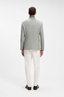 Regular-fit blazer in a patterned stretch-cotton blend, Beige